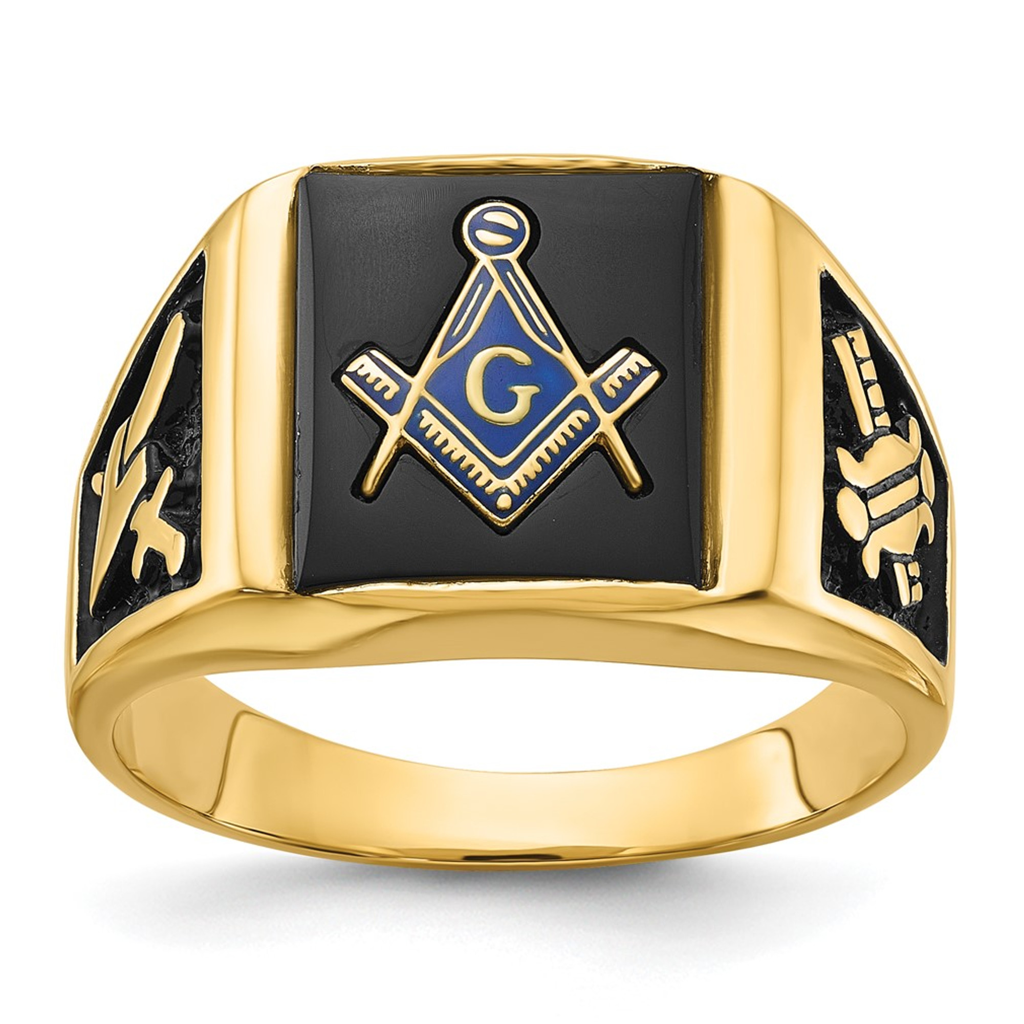 Kuro Damascus Steel Masonic Emblem Signet Ring with Cerakote Custom Ma –  Stonebrook Jewelry