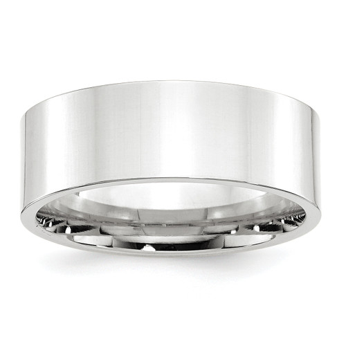 Lex & Lu 10k White Gold 8mm Standard Flat Comfort Fit Band Ring - Lex & Lu