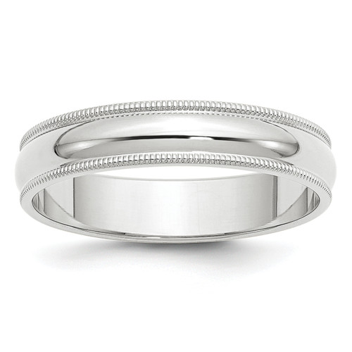 Lex & Lu 10k White Gold 5mm Milgrain Half Round Band Ring - Lex & Lu