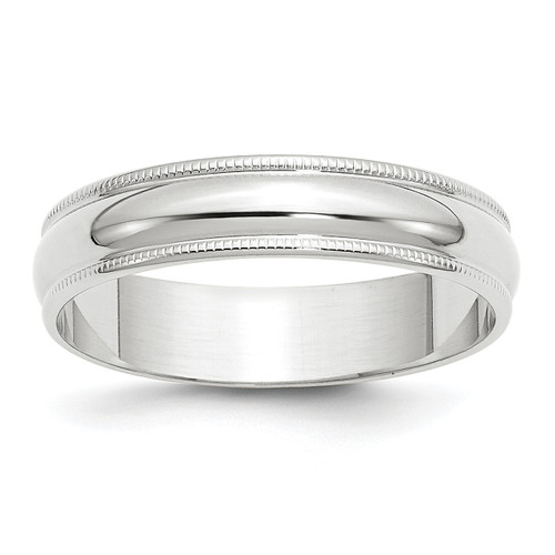 Lex & Lu 10k White Gold 5mm LTW Milgrain Half Round Band Ring - Lex & Lu