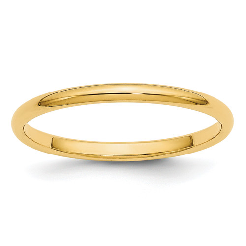 Lex & Lu 14k Yellow Gold 2mm Half-Round Wedding Band Ring - Lex & Lu