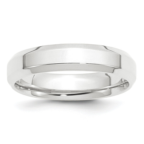 Lex & Lu Platinum 5mm Polished Beveled Edge Size 6 Wedding Band Ring - Lex & Lu