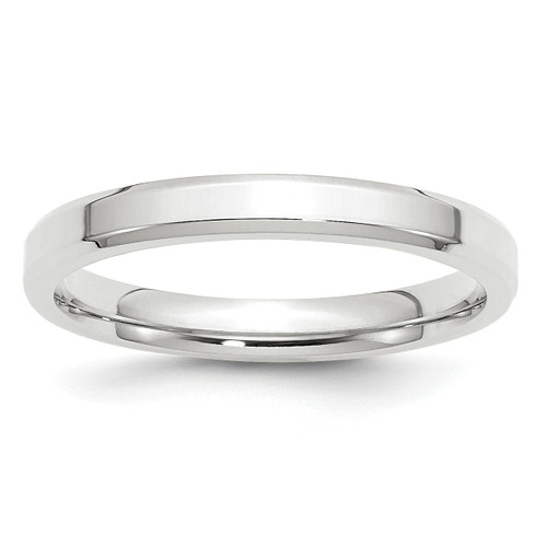 Lex & Lu 14k White Gold 3mm Bevel Edge Comfort Fit Band Ring - Lex & Lu