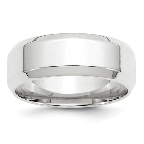 Lex & Lu 14k White Gold 8mm Bevel Edge Comfort Fit Band Ring - Lex & Lu