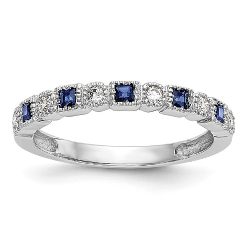 Lex & Lu 14k Diamond & Blue Sapphire Ring Band Ring LAL101233 - Lex & Lu