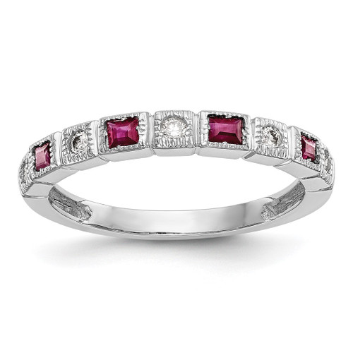 Lex & Lu 14k Diamond & Ruby Ring Band Ring LAL101235 - Lex & Lu