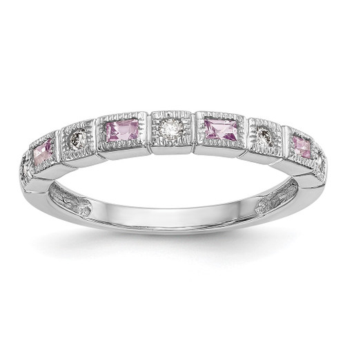 Lex & Lu 14k Diamond & Pink Sapphire Ring Band Ring LAL101237 - Lex & Lu