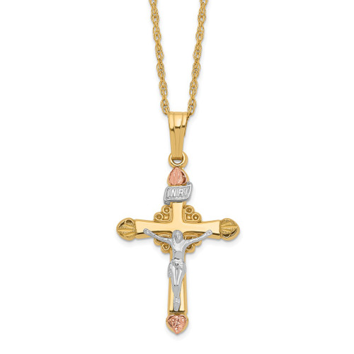 Lex & Lu 10k & 14k Gold Filled w/12k Accents Cross Necklace - Lex & Lu