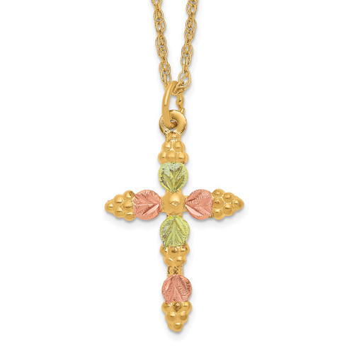 Lex & Lu 10k Tri-Color Black Hills Gold Cross Necklace LAL101680 - Lex & Lu