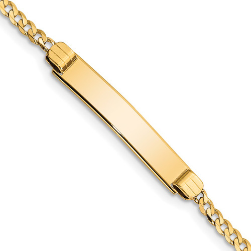 Lex & Lu 10k Yellow Gold Flat Curb Link ID Bracelet 6'' LAL101699 - Lex & Lu