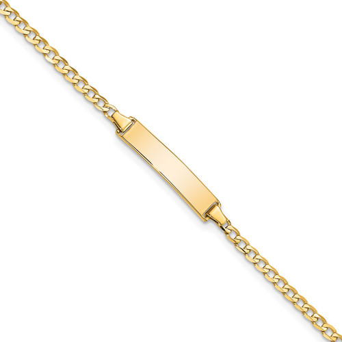 Lex & Lu 10k Yellow Gold Flat Curb Link ID Bracelet 7'' LAL101759 - Lex & Lu