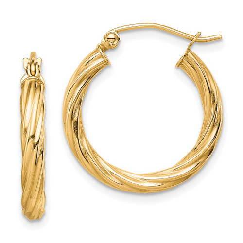 Lex & Lu 10k Yellow Gold Polished 3mm Twisted Hoop Earrings LAL101776 - Lex & Lu