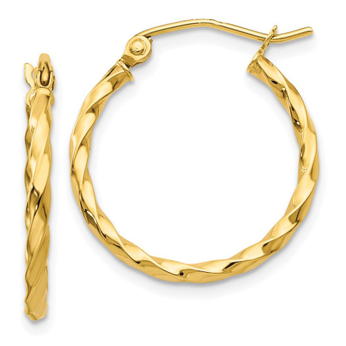 Lex & Lu 10k Yellow Gold Twist Polished Hoop Earrings LAL101784 - Lex & Lu