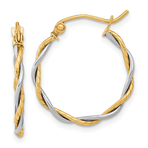 Lex & Lu 10k Two-tone Gold Polished1.8mm Twisted Hoop Earrings - Lex & Lu