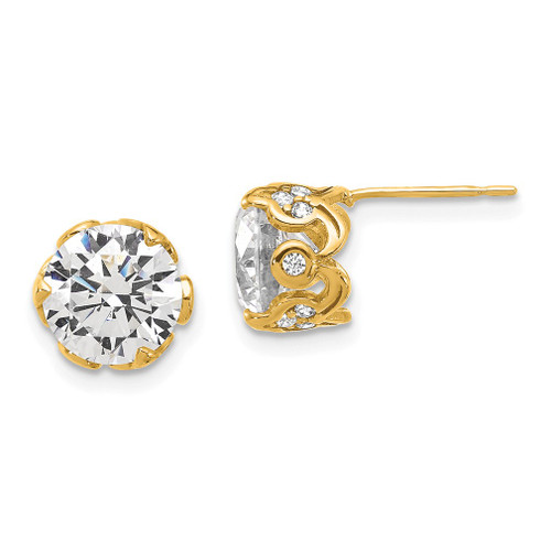 Lex & Lu 10k Yellow Gold Tiara Collection Polished CZ Post Earrings LAL101860 - Lex & Lu