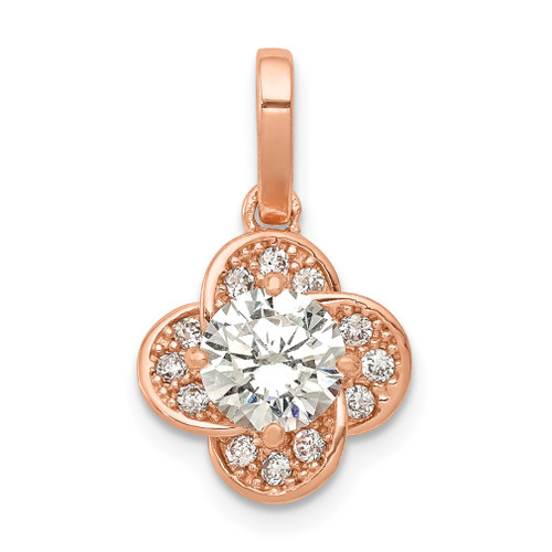 Lex & Lu 10k Rose Gold Tiara Collection Polished CZ Pendant LAL101873 - Lex & Lu