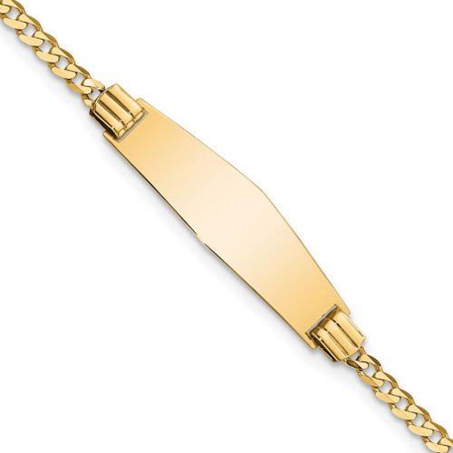 Lex & Lu 14k Yellow Gold Curb Link Soft Square Shape ID Bracelet 7'' - Lex & Lu