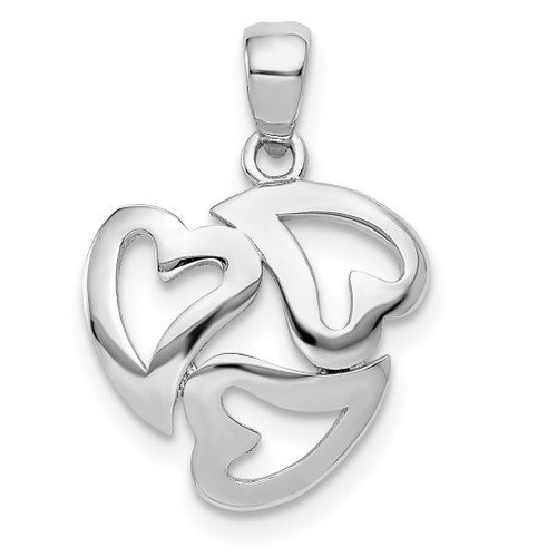 Lex & Lu 14k White Gold Polished Cut-out 3-Heart Pendant - Lex & Lu