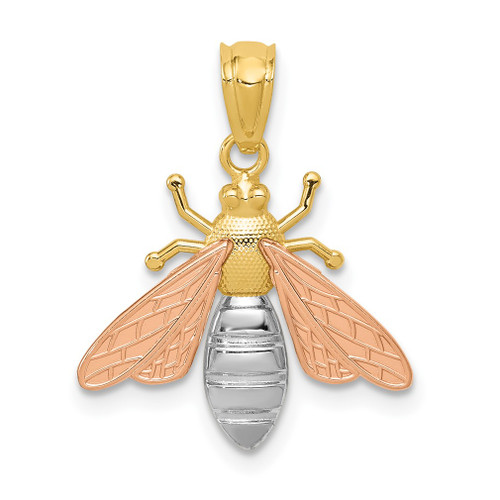 Lex & Lu 14k Yellow & Rose Gold w/Rhodium Polished Bee Pendant - Lex & Lu