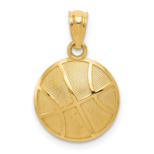 Lex & Lu 14k Yellow Gold Satin & Polished Basketball Pendant - Lex & Lu