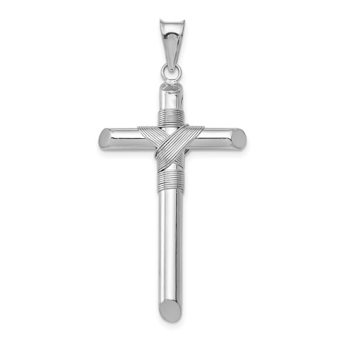 Lex & Lu 14k White Gold Polished Tube Cross Pendant LAL102539 - Lex & Lu