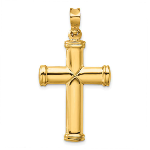 Lex & Lu 14k Yellow Gold Polished Stamping Cross Pendant LAL102560 - Lex & Lu