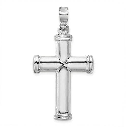 Lex & Lu 14k White Gold Polished Stamping Cross Pendant - Lex & Lu