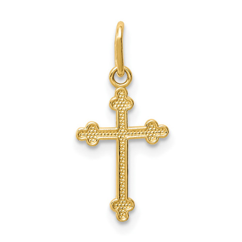 Lex & Lu 14k Yellow Gold Polished D/C Small Budded Cross Charm - Lex & Lu