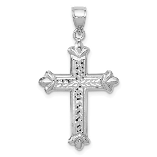 Lex & Lu 14k White Gold Reversible D/C Cross Pendant - Lex & Lu