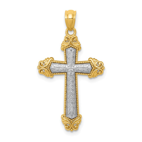 Lex & Lu 14k Two-tone Gold Polished Cross Pendant LAL102608 - Lex & Lu