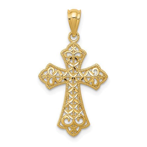 Lex & Lu 14k Yellow Gold Polished Filigree Cross Pendant LAL102616 - Lex & Lu