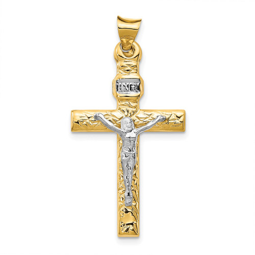 Lex & Lu 14k Two-tone Gold Crucifix Pendant LAL102637 - Lex & Lu