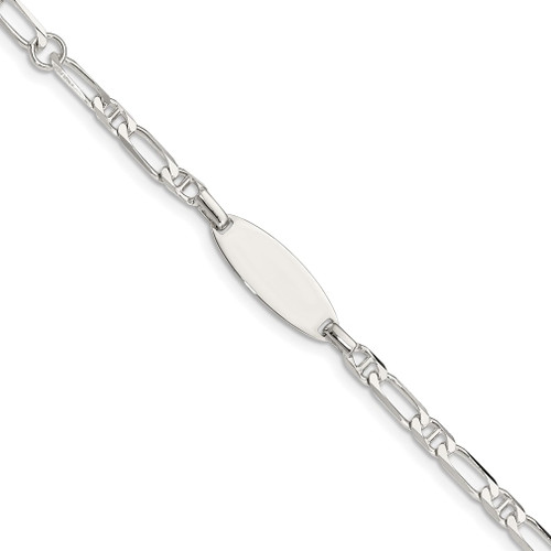 Lex & Lu Sterling Silver Polished Engravable Childrens ID Bracelet 6'' LAL10272 - Lex & Lu