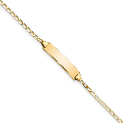 Lex & Lu 14k Yellow Gold Flat Curb Link ID Bracelet 7'' LAL102730 - Lex & Lu