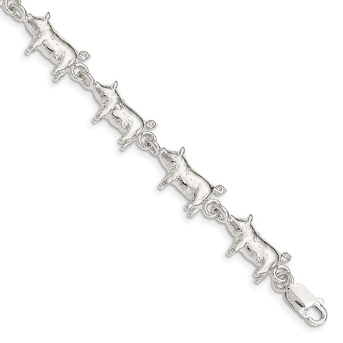 Lex & Lu Sterling Silver Pig Bracelet 7'' - Lex & Lu