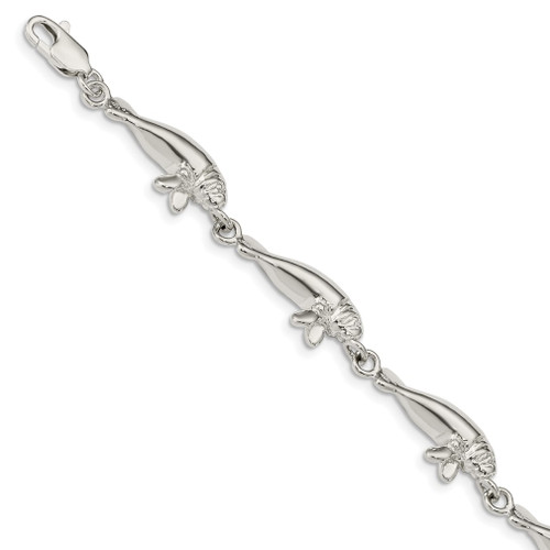 Lex & Lu Sterling Silver Manatees Bracelet 7'' - Lex & Lu