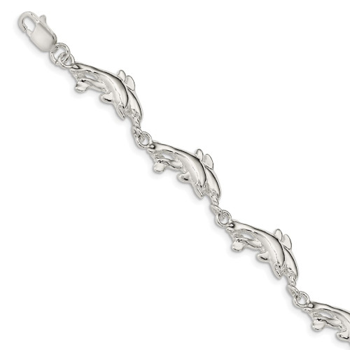 Lex & Lu Sterling Silver Dolphins Bracelet 7'' LAL102776 - Lex & Lu