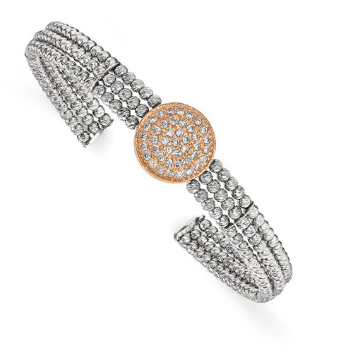 Lex & Lu Sterling Silver Rose-tone Crystals Cuff - Lex & Lu