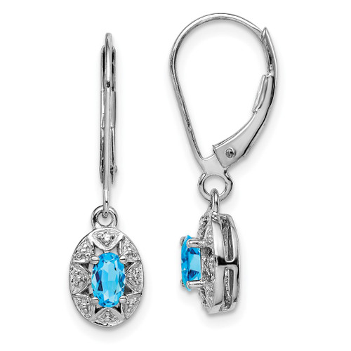 Lex & Lu Sterling Silver Diamond & Blue Topaz Earrings LAL103210 - Lex & Lu