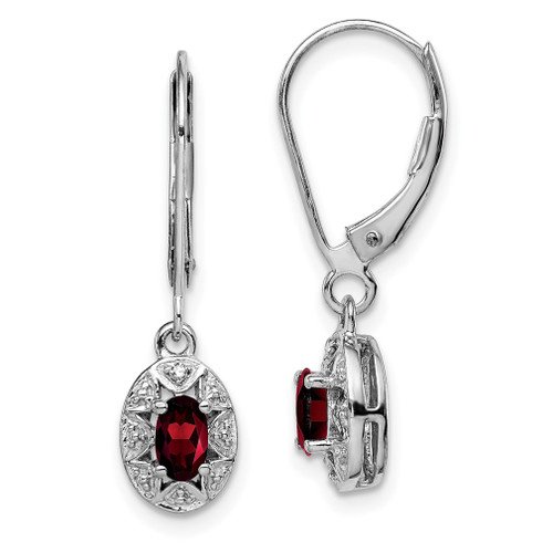 Lex & Lu Sterling Silver Diamond & Garnet Earrings LAL103212 - Lex & Lu