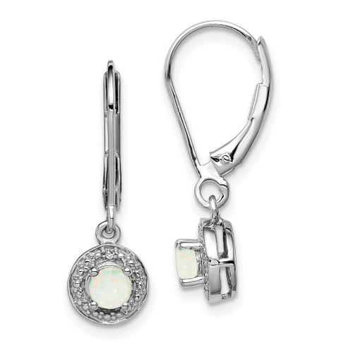 Lex & Lu Sterling Silver Diamond & Created Opal Earrings LAL103230 - Lex & Lu