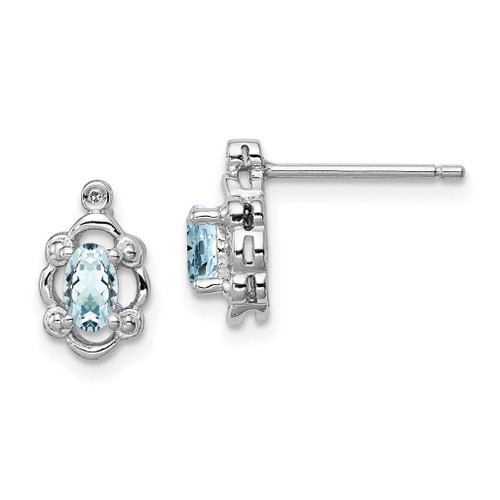 Lex & Lu Sterling Silver Aquamarine & Diamond Earrings LAL103281 - Lex & Lu