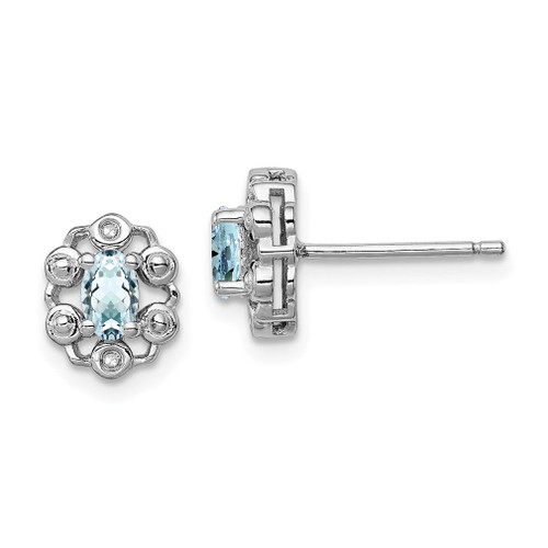 Lex & Lu Sterling Silver Aquamarine & Diamond Earrings LAL103292 - Lex & Lu