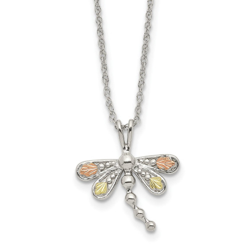 Lex & Lu Sterling Silver & 12K Dragonfly Necklace 18'' LAL103441 - Lex & Lu