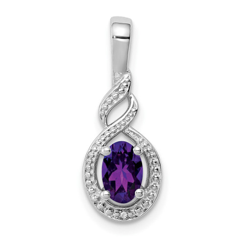 Lex & Lu Sterling Silver Amethyst & Diamond Pendant LAL103537 - Lex & Lu