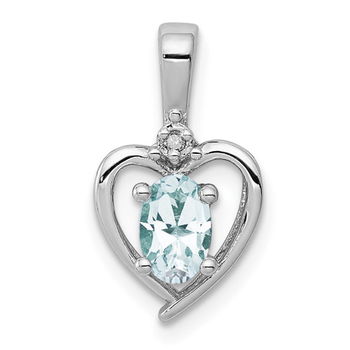 Lex & Lu Sterling Silver Aquamarine & Diamond Pendant LAL103549 - Lex & Lu