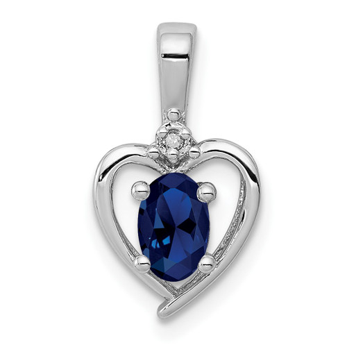 Lex & Lu Sterling Silver Created Sapphire & Diamond Pendant LAL103553 - Lex & Lu