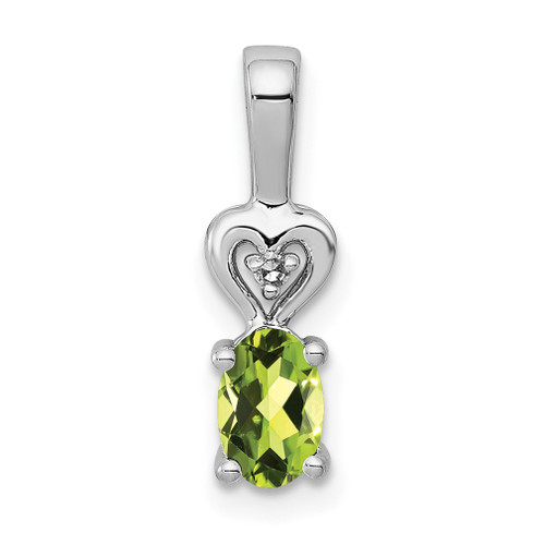 Lex & Lu Sterling Silver Peridot & Diamond Pendant LAL103586 - Lex & Lu