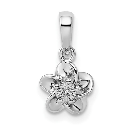 Lex & Lu Sterling Silver w/Rhodium Floral Diamond Pendant - Lex & Lu