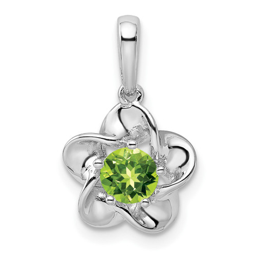 Lex & Lu Sterling Silver w/Rhodium Floral Peridot Pendant LAL103615 - Lex & Lu